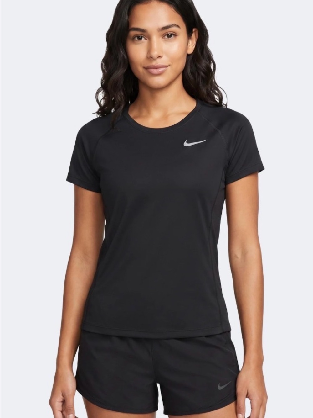 Nike Black Short Sleeve Performance Tee with Silver Swoosh